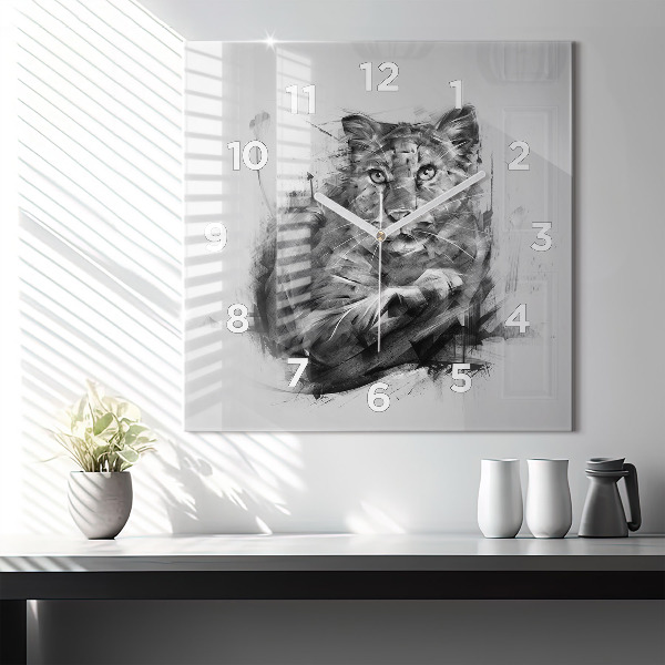 Square wall clock Painted lion