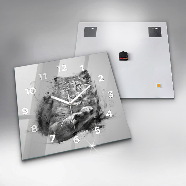 Square wall clock Painted lion