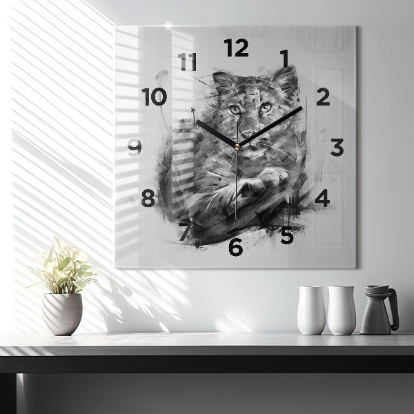 Square wall clock Painted lion