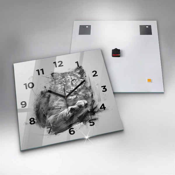 Square wall clock Painted lion