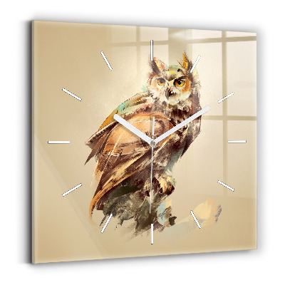Square wall clock Owl - a sign of wisdom
