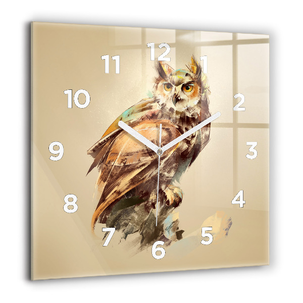 Square wall clock Owl - a sign of wisdom