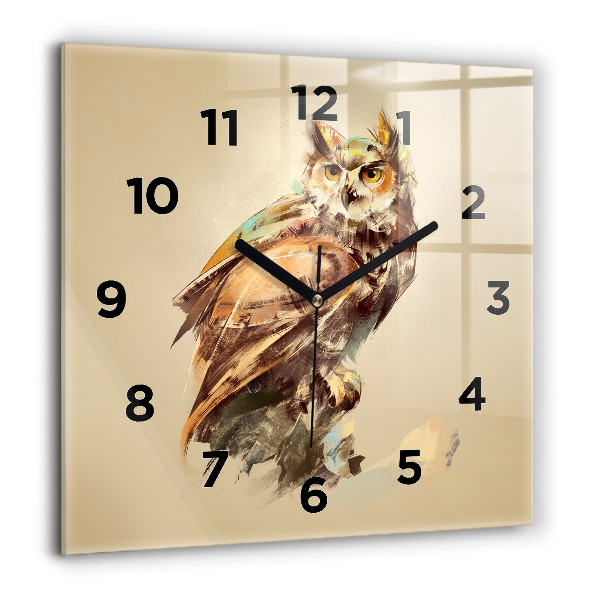 Square wall clock Owl - a sign of wisdom