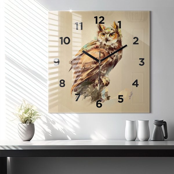 Square wall clock Owl - a sign of wisdom