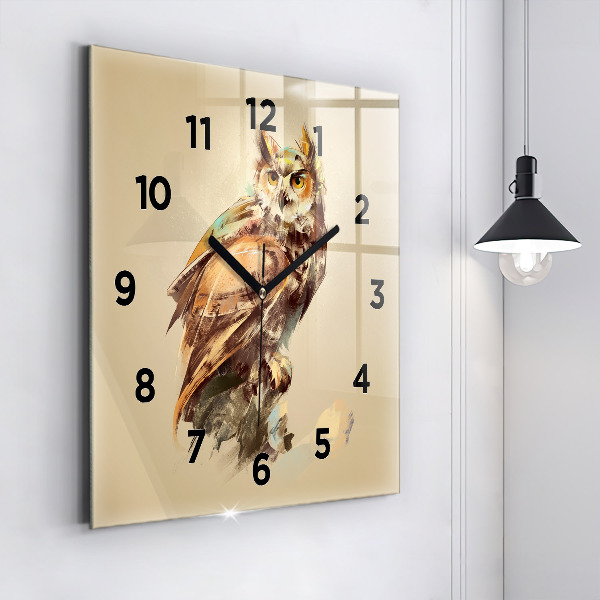Square wall clock Owl - a sign of wisdom
