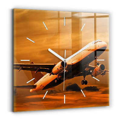 Square wall clock Travel by plane