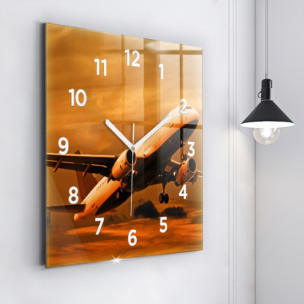 Square wall clock Travel by plane