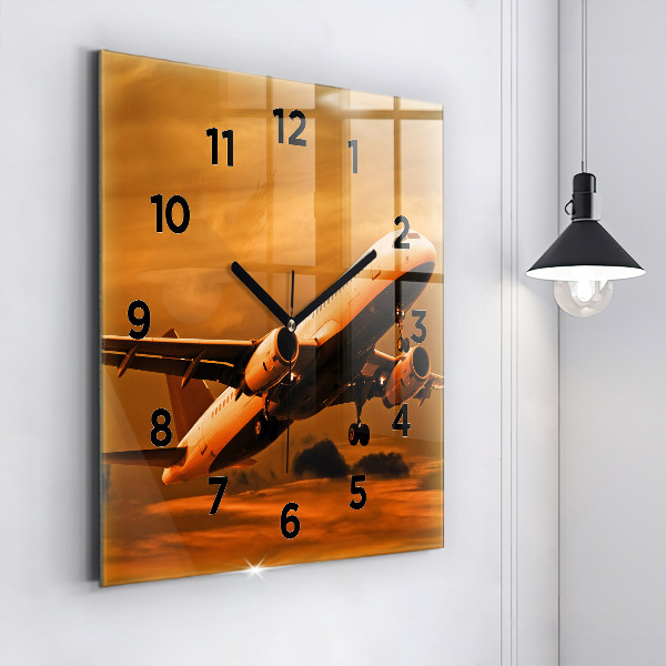 Square wall clock Travel by plane