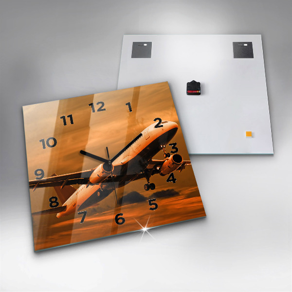 Square wall clock Travel by plane