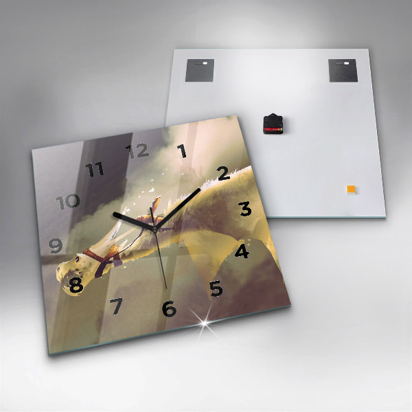 Square wall clock Dragon Rider Illustration