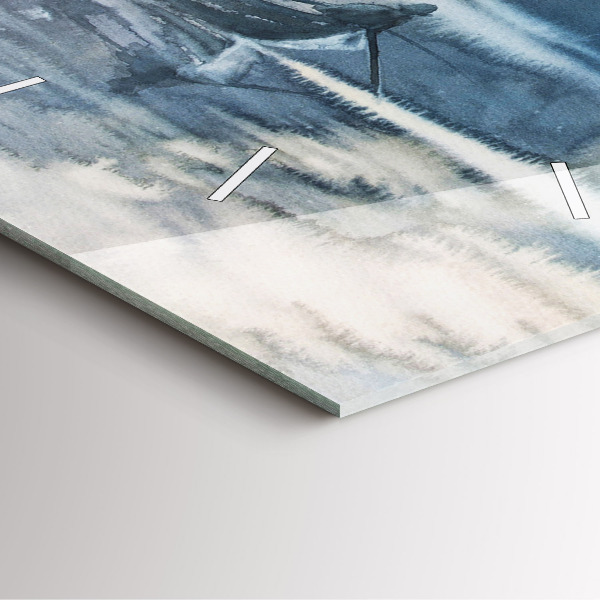 Square wall clock Winter Lake Łódka