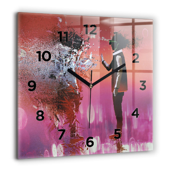 Square wall clock Cyberspace