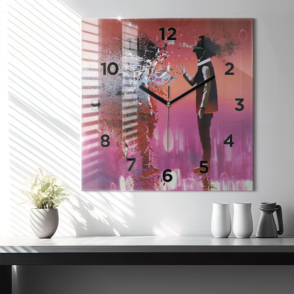 Square wall clock Cyberspace