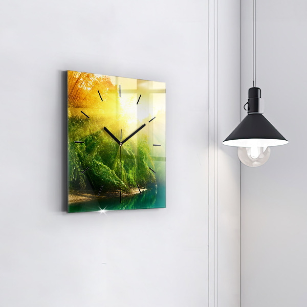 Square wall clock Peaceful nature