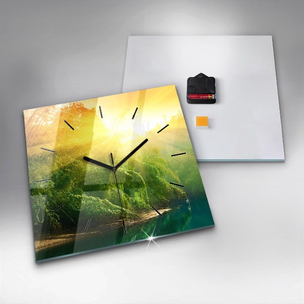 Square wall clock Peaceful nature