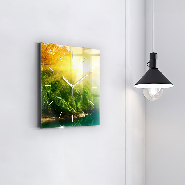 Square wall clock Peaceful nature