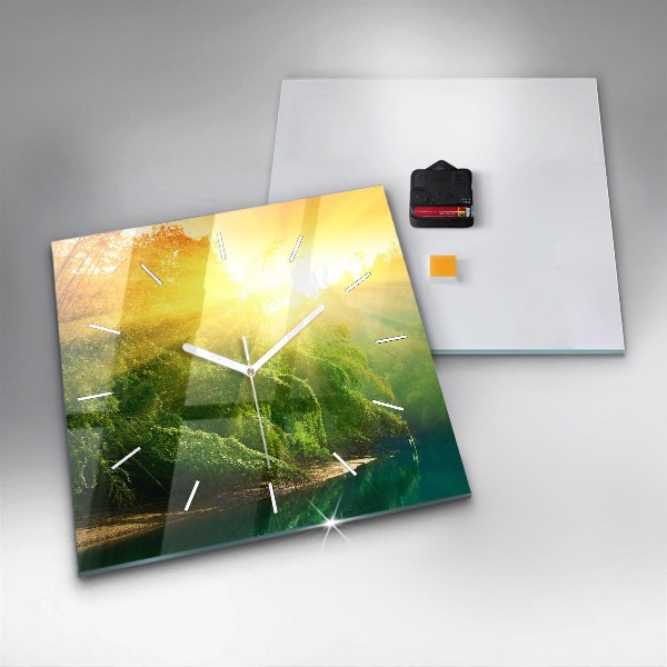 Square wall clock Peaceful nature