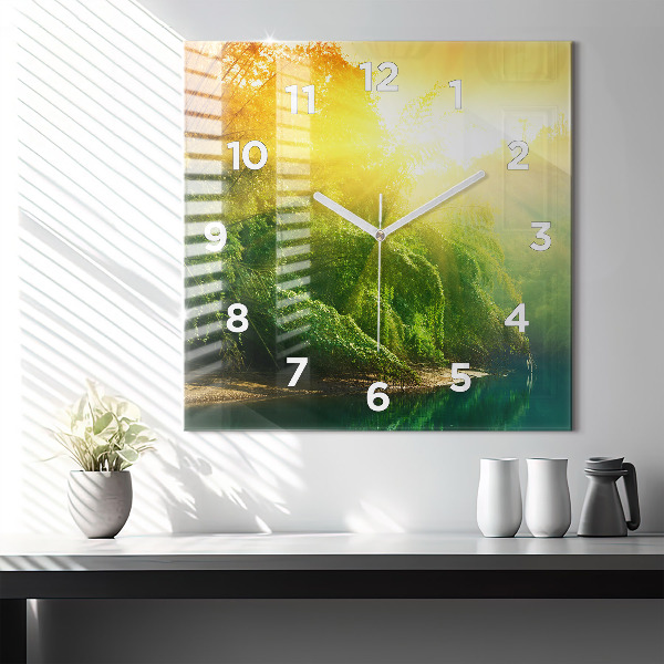 Square wall clock Peaceful nature