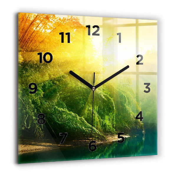 Square wall clock Peaceful nature
