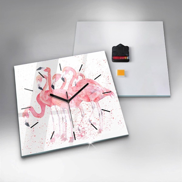 Square wall clock A Bunch of Flamingos