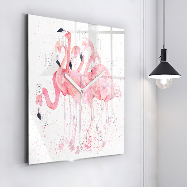 Square wall clock A Bunch of Flamingos