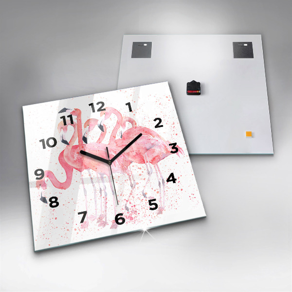 Square wall clock A Bunch of Flamingos