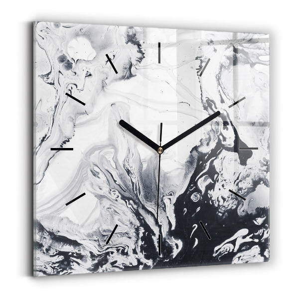 Square wall clock Abstract Ink Marble