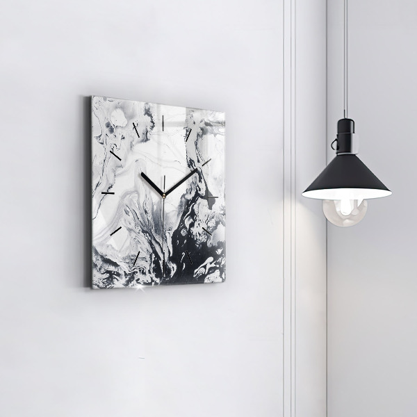 Square wall clock Abstract Ink Marble