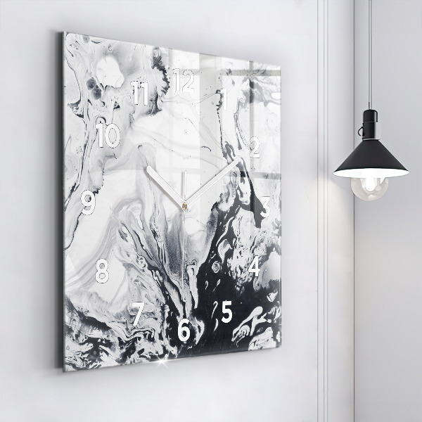 Square wall clock Abstract Ink Marble