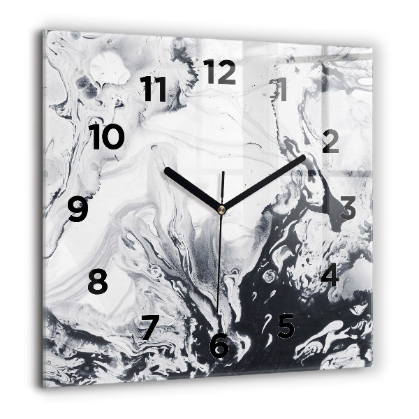 Square wall clock Abstract Ink Marble