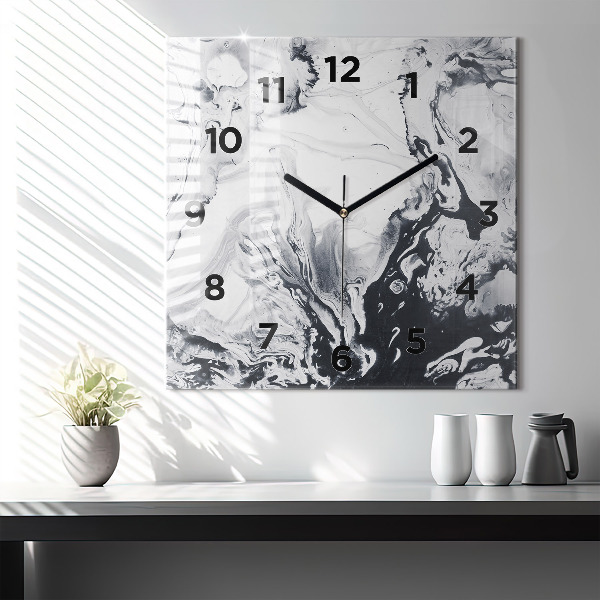 Square wall clock Abstract Ink Marble