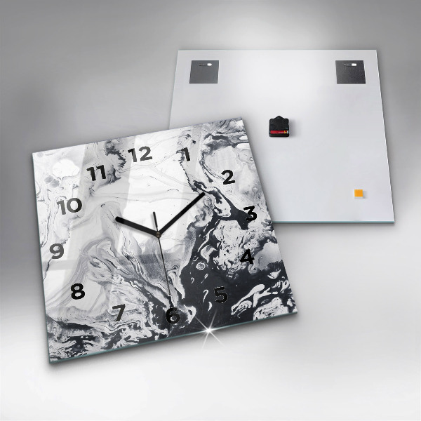 Square wall clock Abstract Ink Marble