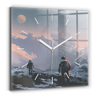 Square wall clock Astronauts Milky Way