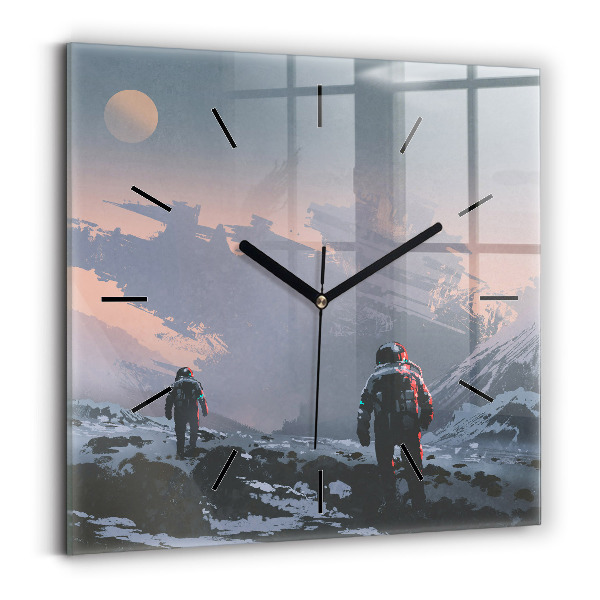 Square wall clock Astronauts Milky Way