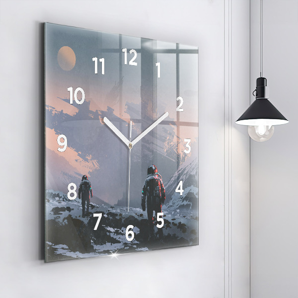 Square wall clock Astronauts Milky Way