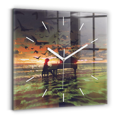 Square wall clock Concert on the beach