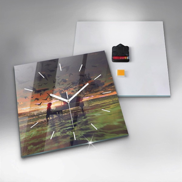 Square wall clock Concert on the beach