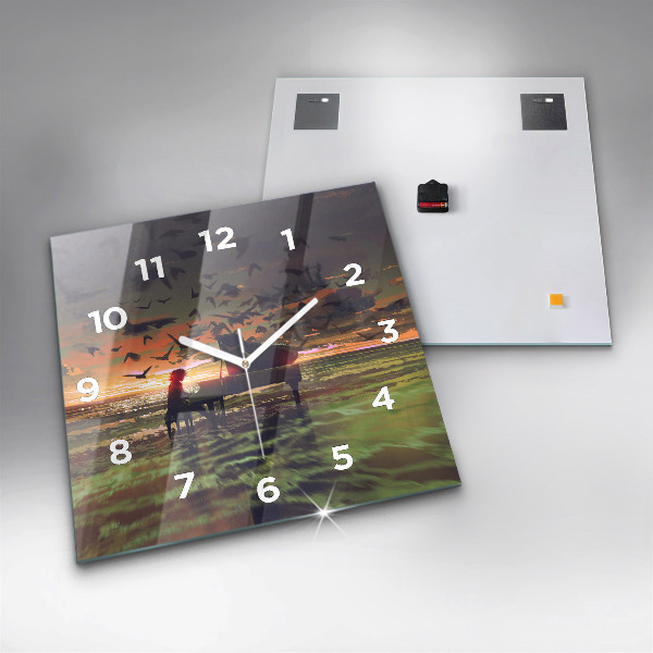 Square wall clock Concert on the beach
