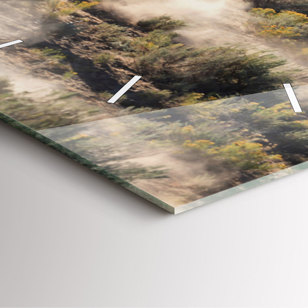 Square wall clock A herd of rushing horses