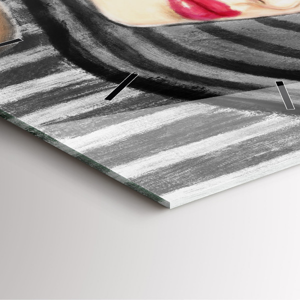 Square wall clock Woman in Black and White