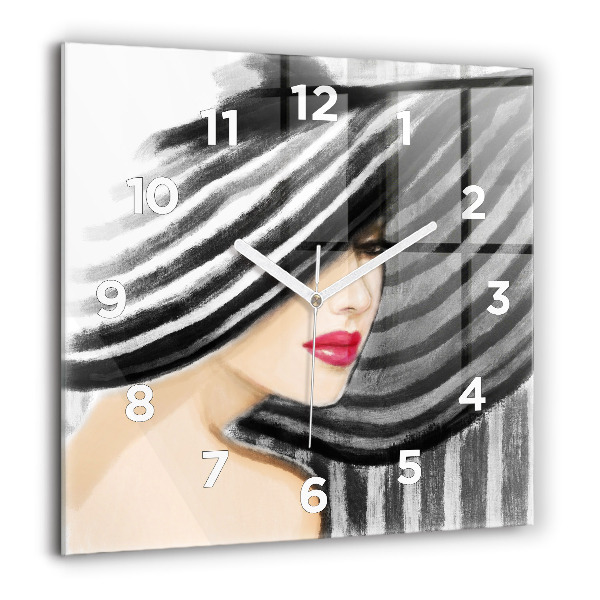 Square wall clock Woman in Black and White