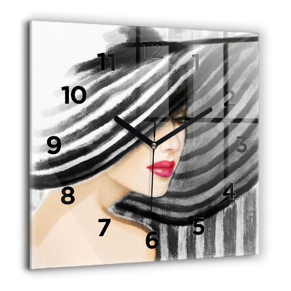 Square wall clock Woman in Black and White