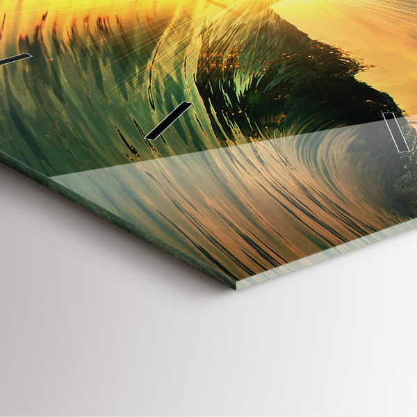Square wall clock Waves Sunset Perspective