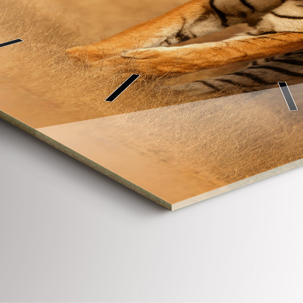 Square wall clock Hunting Tiger