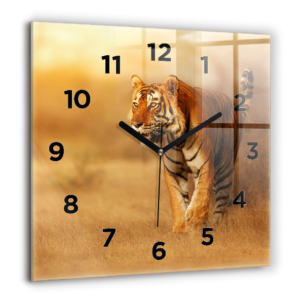 Square wall clock Hunting Tiger
