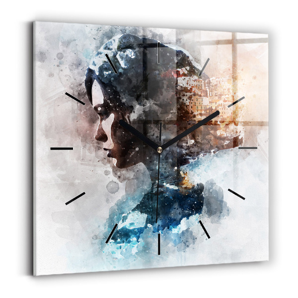 Square wall clock Abstract faces