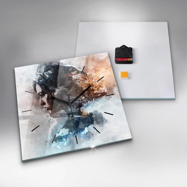 Square wall clock Abstract faces