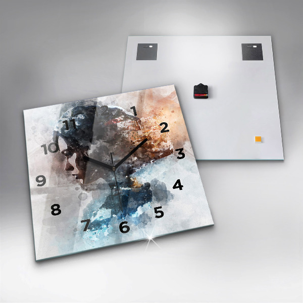 Square wall clock Abstract faces