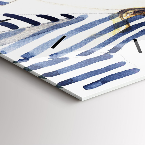 Square wall clock Face with glasses and hat