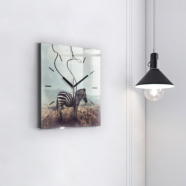 Square wall clock Zebra – Abstraction